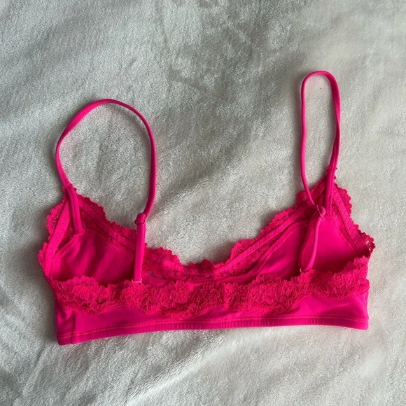 Pink Lace Trim Bralette - Women's Intimates - Picture 2 of 6